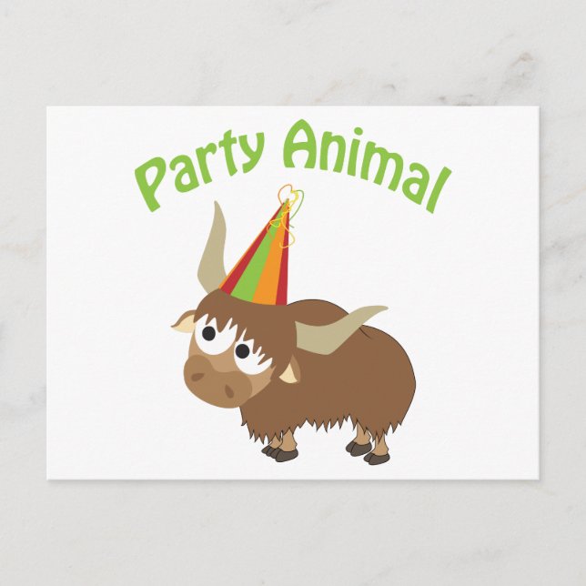 Party Animal! Yak Inbjudan Vykort (Framsida)