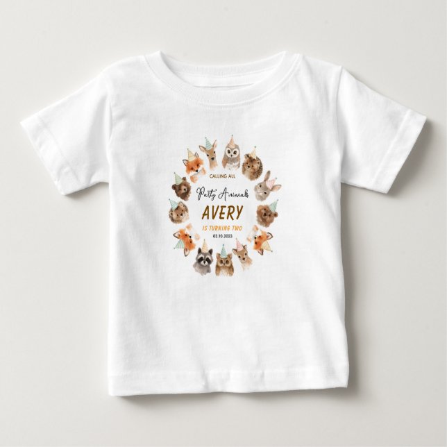 Party Animals 2nd Birthday | Cute Jungle Animal T Shirt (Framsida)