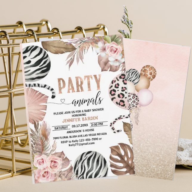 Party Animals babydusch Leopard Print Jungl Vild Inbjudningar (Skapare uppladdad)