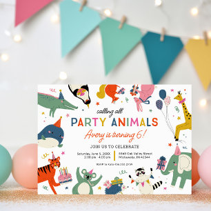 Party Animals Barns födelsedag Party Inbjudningar