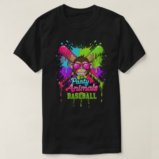 Party Animals Baseball Funny Monkey Baseball Lover T Shirt