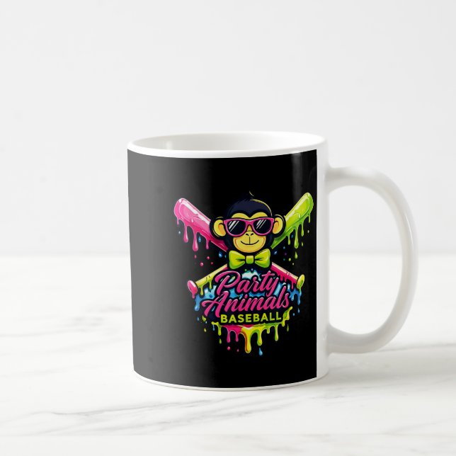 Party animals baseball funny monkey  kaffemugg (Höger)