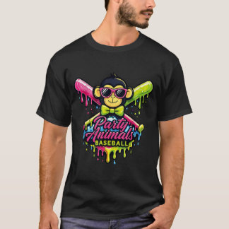Party Animals Baseball Funny Monkey T Shirt