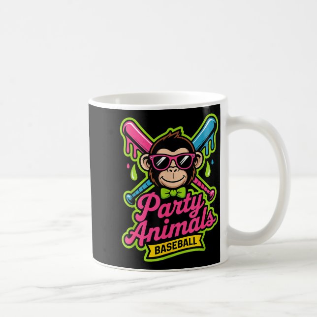 Party animals baseball funny monkey vibrant slime  kaffemugg (Höger)