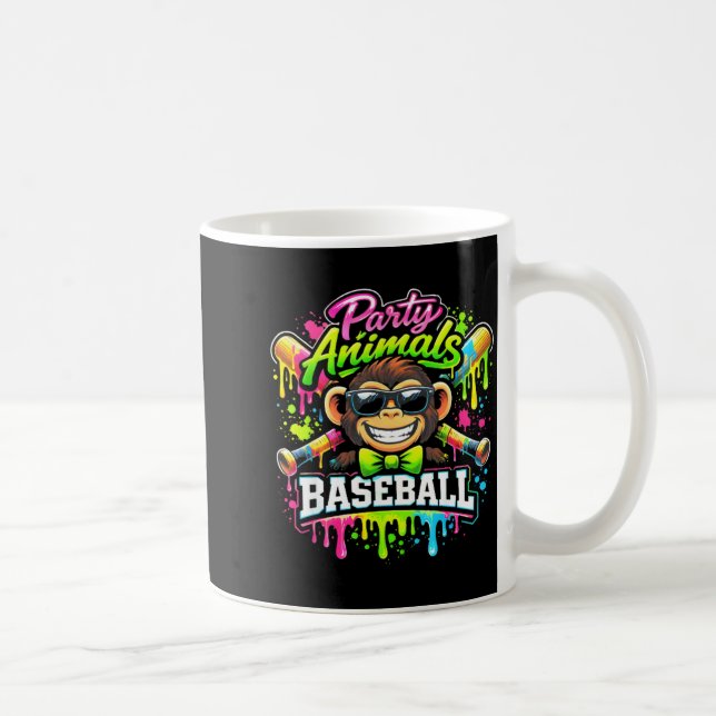 Party animals baseball ice cream drip funny monkey kaffemugg (Höger)