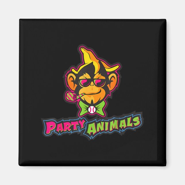 Party animals baseboll apa  magnet (Framsidan)