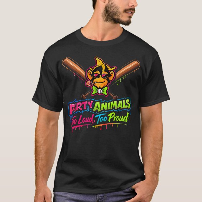 Party Animals Baseboll T Shirt (Framsida)
