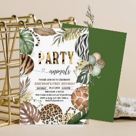Party Animals Birthday Leopard Print Jungl Vild Inbjudningar