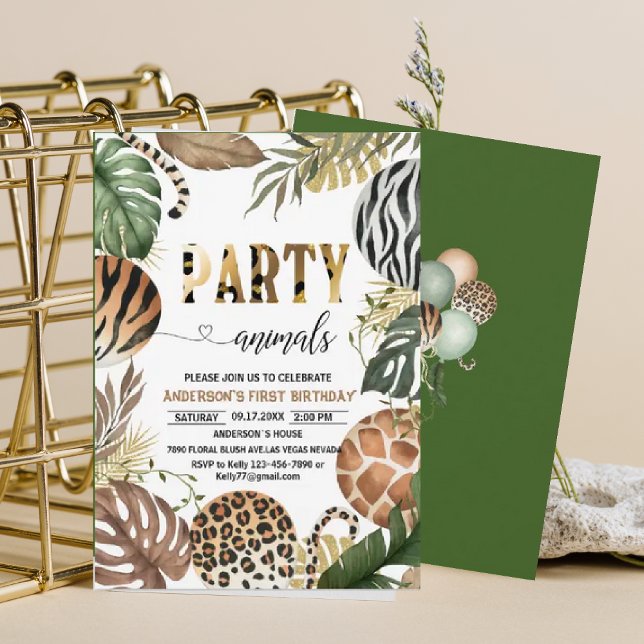Party Animals Birthday Leopard Print Jungl Vild Inbjudningar (Skapare uppladdad)