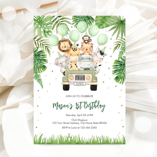 Party Animals Boy Birthday Invitation Inbjudningar (Skapare uppladdad)