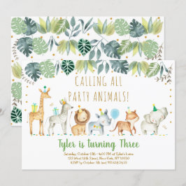 Party Animals Boy Safari Birthday Inbjudningar