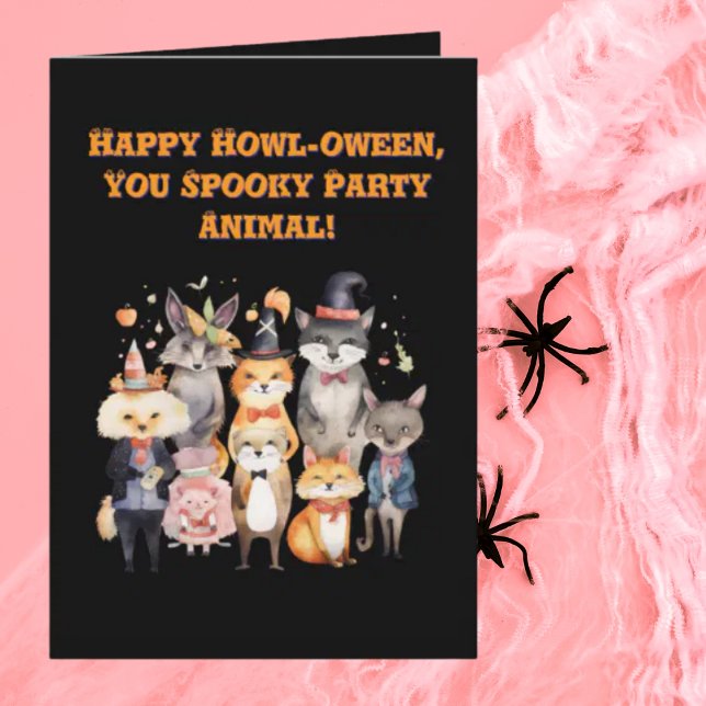 Party Animals Cute Funny Photo Halloween-kort Kort (Skapare uppladdad)