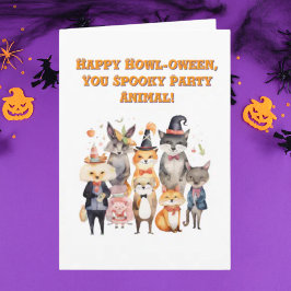 Party Animals Cute Funny Photo Halloween-kort Kort