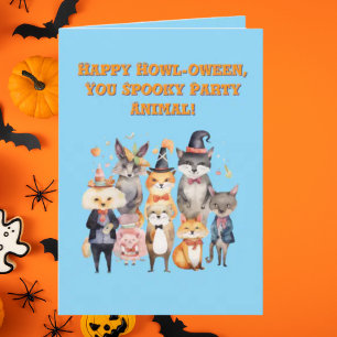 Party Animals Cute Funny Photo Halloween-kort Kort