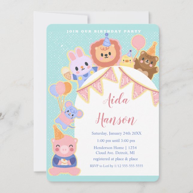 Party Animals Extravaganza Birthday Call Inbjudningar (Framsida)