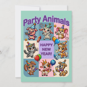 Party Animals ’Gott nytt år’ Inbjudningar
