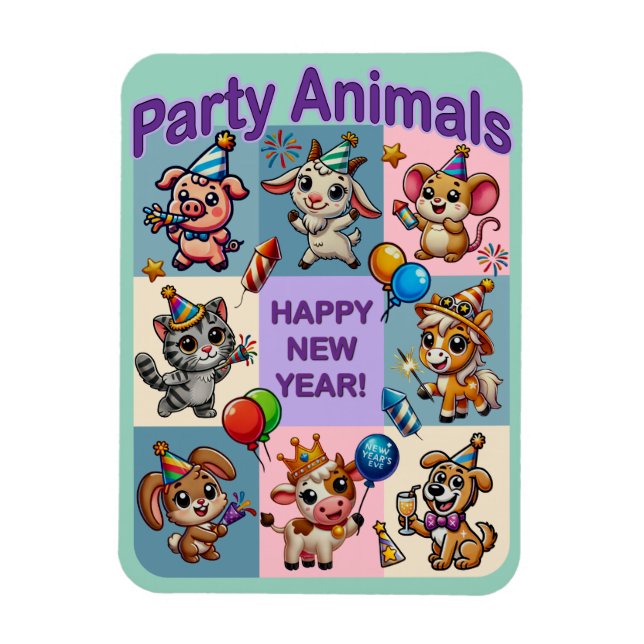 Party Animals ’Gott nytt år’ Magnet (Vertikal)