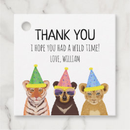 Party Animals Illustration Birthday Tack Gåvor Etiketter