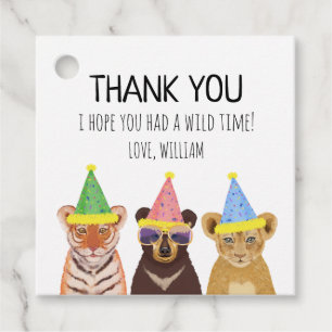 Party Animals Illustration Birthday Tack Gåvor Etiketter