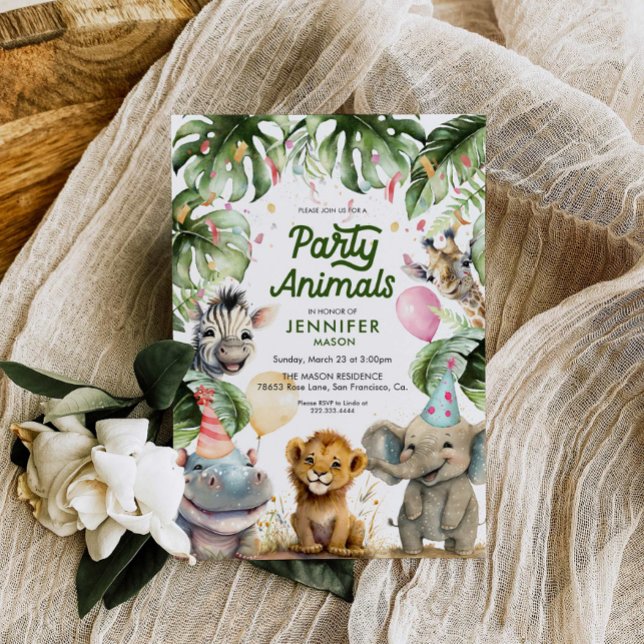 Party Animals Jungle Safari Birthday Call Inbjudningar (Skapare uppladdad)