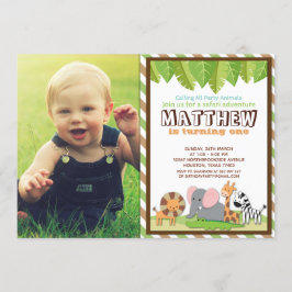 Party Animals Jungle Safari Birthday Photo Inbjudningar