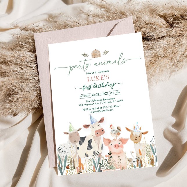 Party Animals Kids Birthday Invitation Inbjudningar (Skapare uppladdad)