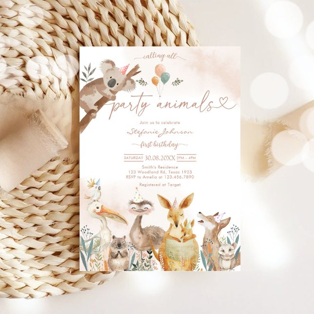 Party Animals Kids Birthday Invitation Inbjudningar (Skapare uppladdad)