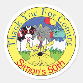 Party Animals lustiga födelsedagsfest Runt Klistermärke