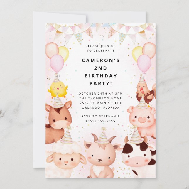 Party Animals Safari Birthday Party Invitation Inbjudningar (Framsida)