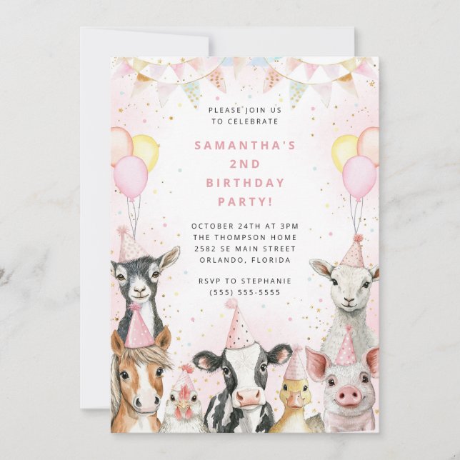 Party Animals Safari Birthday Party Invitation Inbjudningar (Framsida)