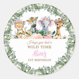 Party Animals Safari Flicka Djungel Vild  Runt Klistermärke