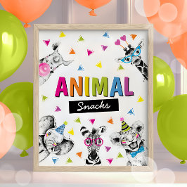 Party Animals Safari Food Animals Snacks Birthday Poster