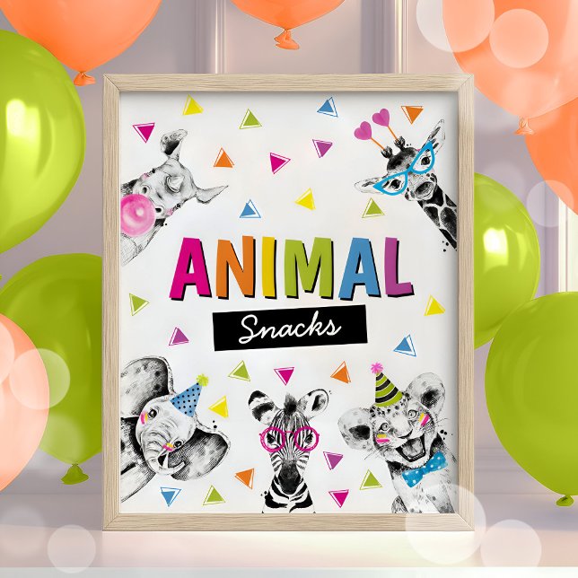 Party Animals Safari Food Animals Snacks Birthday Poster (Skapare uppladdad)