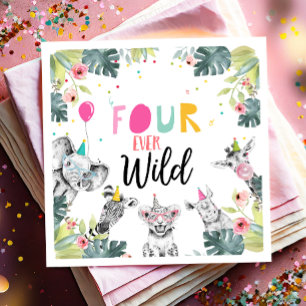 Party Animals Safari Girl 4 hela Vilden Birthag Pappersservett