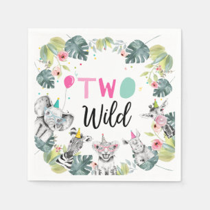 Party Animals Safari Girl Rosa Second Birthday 2 Pappersservett