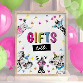 Party Animals Safari Jungle Birthday Gifts Sign Poster