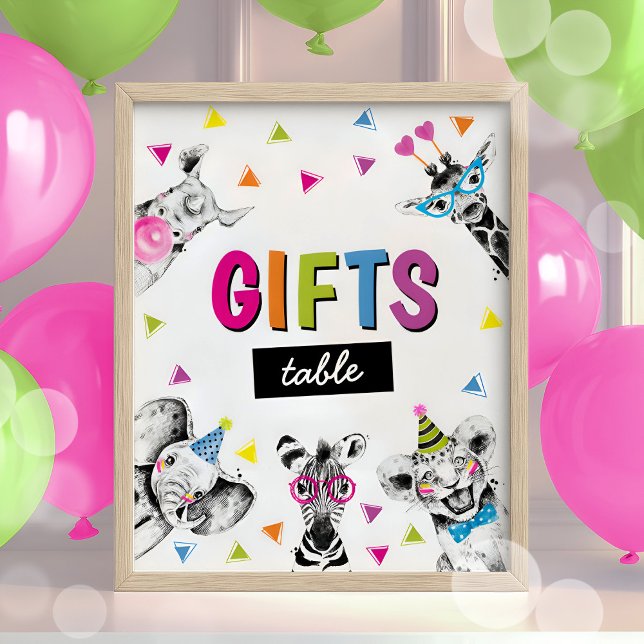 Party Animals Safari Jungle Birthday Gifts Sign Poster (Skapare uppladdad)