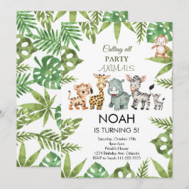 Party Animals Safari Jungle Birthday-inbjudan Inbjudningar