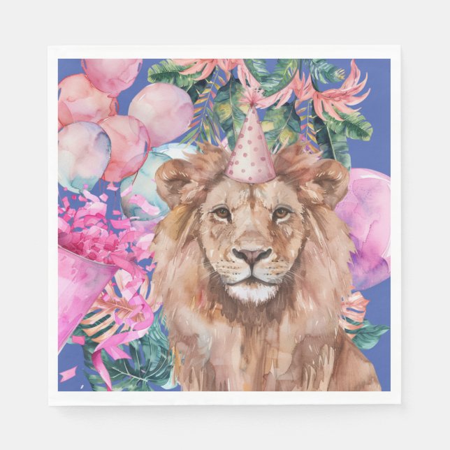 Party Animals Safari Jungle Vild En födelsedag Pappersservett (Framsidan)