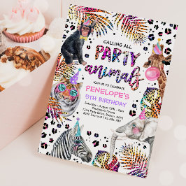 Party Animals Safari Rainbow Cheetah Birthday Inbjudningar