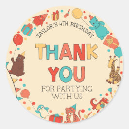 Party Animals Tack För Förmån Runt Klistermärke
