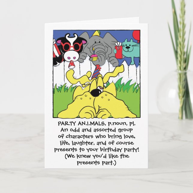 Party Animals underbara födelsedag Hälsning Kort (Framsida)