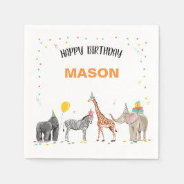 Party Animals Vild One Zoo Jungle Boy Birthday Pappersservett