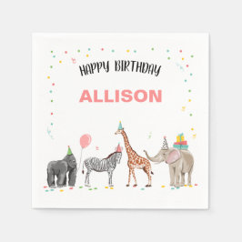 Party Animals Vild One Zoo Jungle Girl Birthday Pappersservett