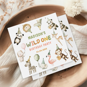 Party Animals Wild Safari 1-årsdag Pappersservett