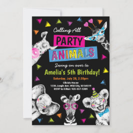 Party Animals Wild Safari Birthday Party Inbjudningar