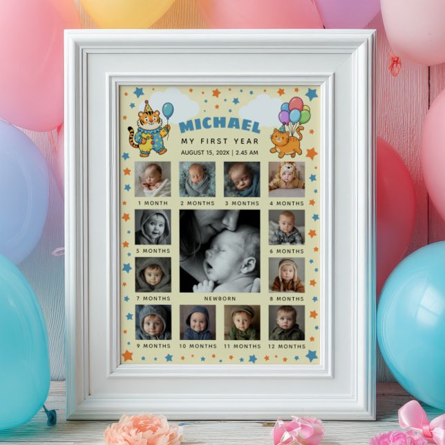 Party Animals ZOO 1-års födelsedags fototimeline Poster (Skapare uppladdad)