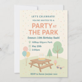 Party at The Park Birthday Invitation Inbjudningar
