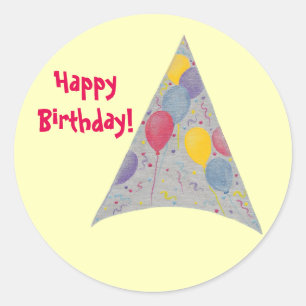 Party Balloon Hat Grattis på födelsedagen Stickers Runt Klistermärke