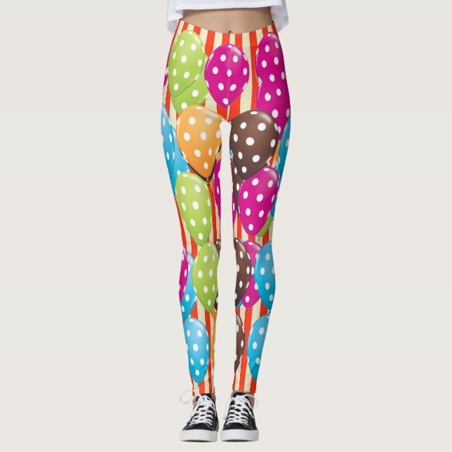 Party Balloons Rand polka dots cirkusens Roligt Leggings (Framsida)
